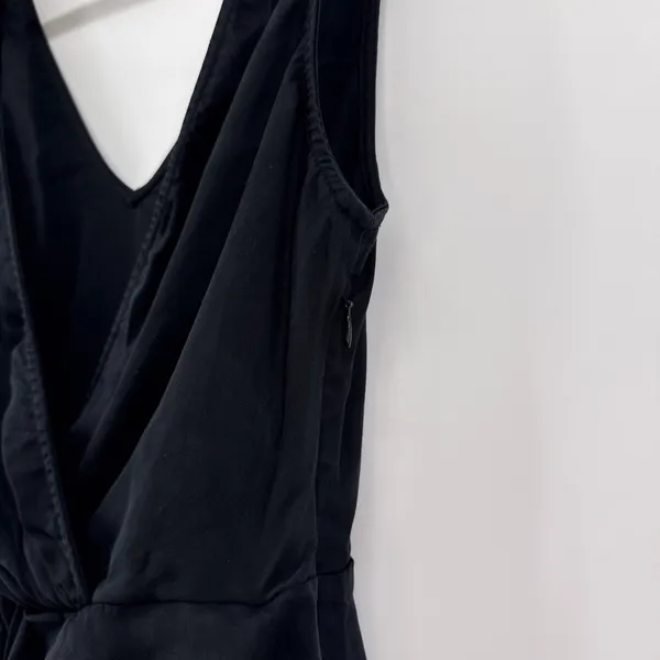 & Other Stories Paris‎ Atelier Black Lyocell Surplice Front Midi Dress Size 2 - Image 4