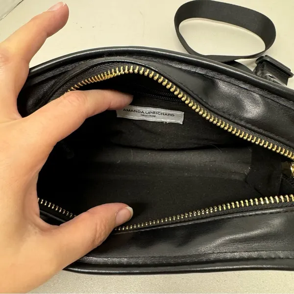 Amanda Uprichard Black Faux Leather Quilted Belt Bag Fanny Pack Purse Bag - Image 6