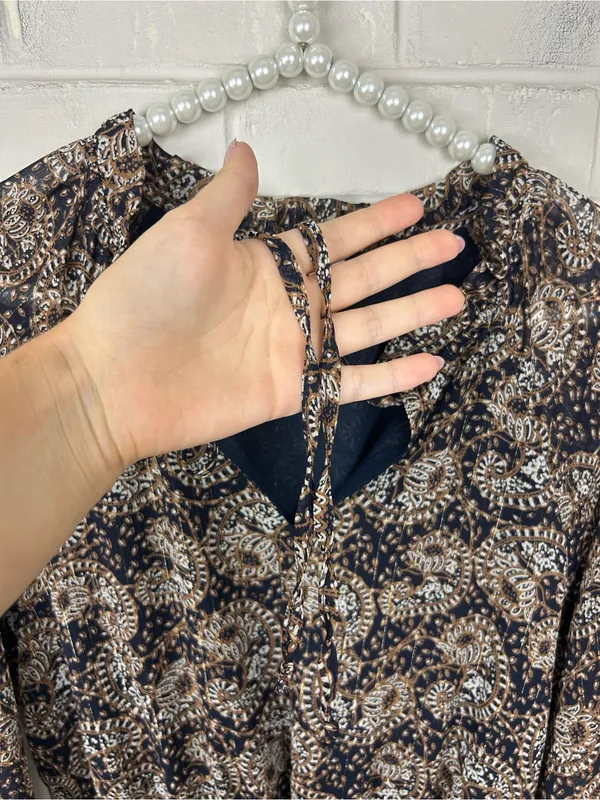 Veronica M Patterned Drop Waist Long Sleeve Dress Size XS - Image 7