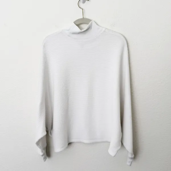 [Abercrombie & Fitch] White Waffle Knit Mock Neck Oversized Sweater Size L/XL - Image 2