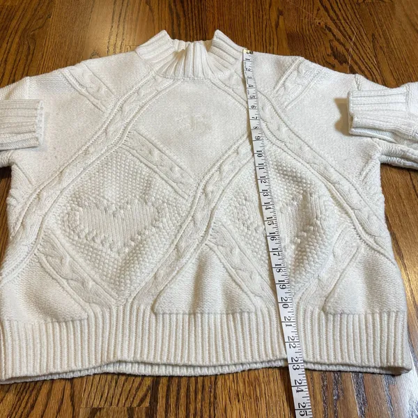 Aelfric Eden Heart Choice Cable Knit Mock Neck Sweater White Size S - Image 3