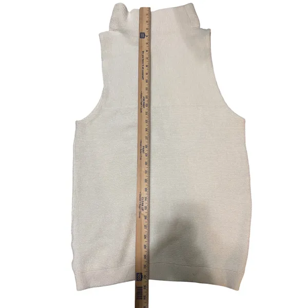 Free People M Isla Ottoman‎ Sweater Slouchy Sleeveless Ivory Tunic Turtleneck - Image 12
