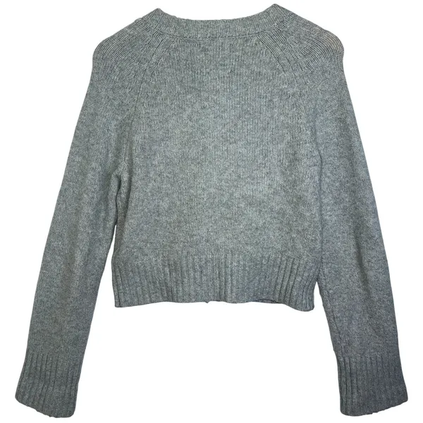 Abercrombie & Fitch Gray Wool Long Sleeve Cropped Cardigan Sweater Womens Size M - Image 2