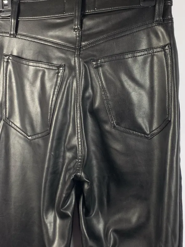 Abercrombie Jeans Womens 25R Black 90s Straight Ultra High Rise Faux Leather - Image 14