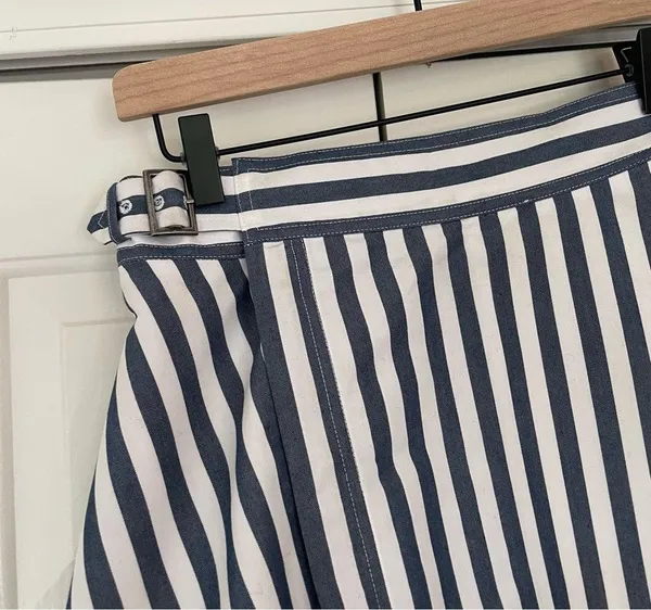Maeve Anthropologie Pinstripe Midi Skirt Asymmetrical Belted Sz 4 - Image 7