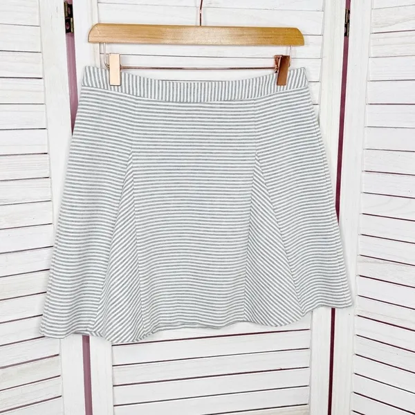 Michael Michael Kors Striped Knit Panel A-line‎ Skirt White Grey 4 - Image 8