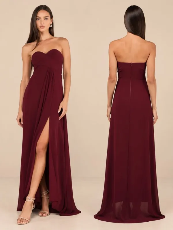 LULUS Elegant Prom Wedding Bridesmaid Sexy Flowy Romantic Strapless Maxi Dress - Image 2