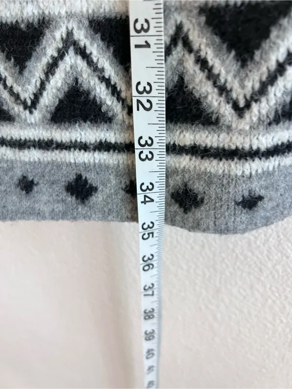 Frye Women's Open‎ Front Cardigan Patch Pockets Aztec Print Jacquard Knit - Image 4