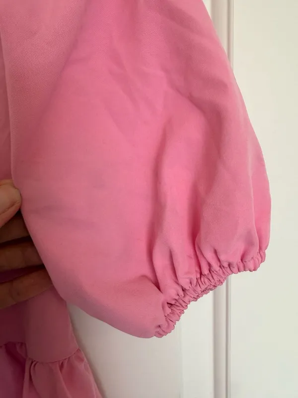 Cute Babydoll Cottagecore Pink Summer Dress Puff Sleeve Mini - Image 3