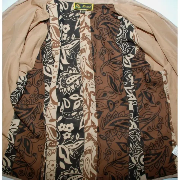 Marisol Ladies Brown Suede Long Sleeve Jacket Size L Floral Open Front Patchwork - Image 9