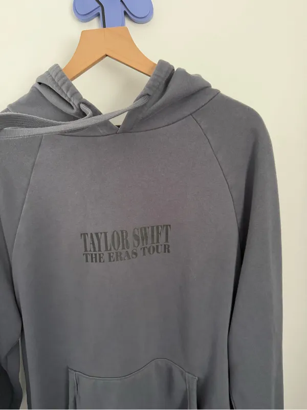 Taylor Swift Medium Eras Tour Hoodie Grey Pullover Lounge Minimal Comfy - Image 3