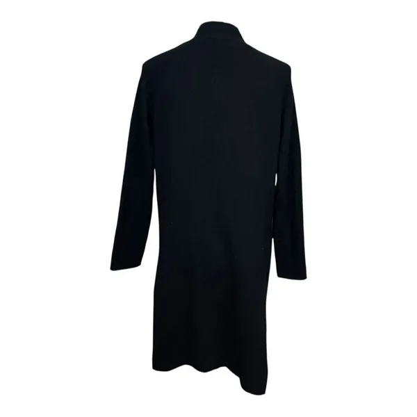 Long‎ Black Cardigan Duster Sweater Knit Open Front Pockets Cozy Layering small - Image 2