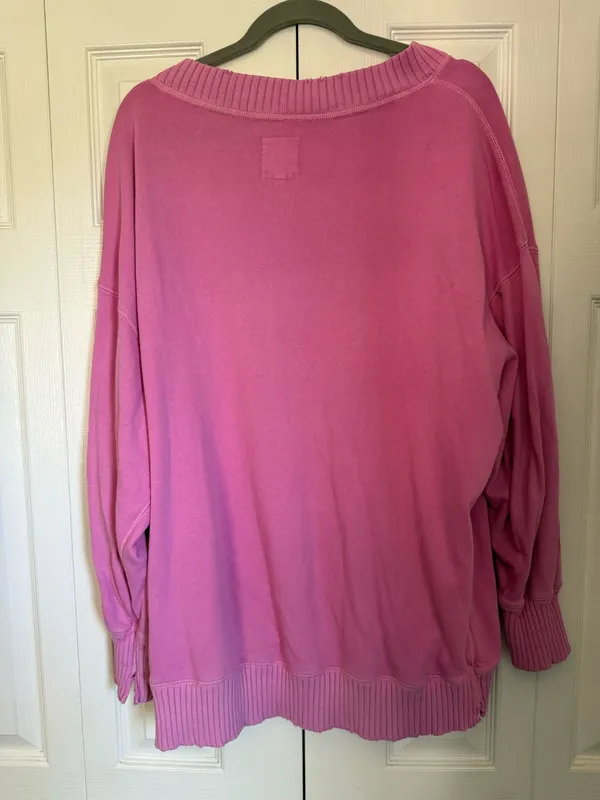 Aerie Pink Sweater V-Neck Oversized - Image 3