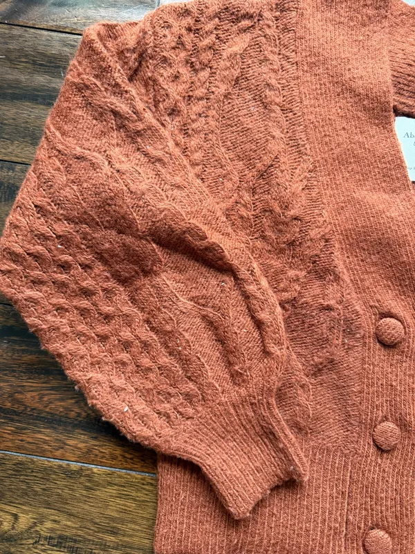 Abercrombie Rust Cable Wool Cardigan - Image 3