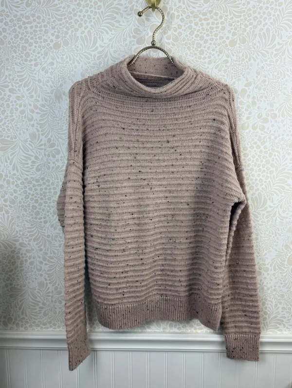 Madewell Oversized Pink Belmont Donegal Wool Blend Mock Sweater - Size - Small - Image 4