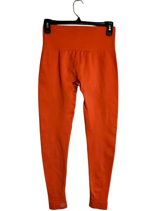 Set Active Sculptflex Seamless Leggings Women's Medium Orange Ribbed Workout Gym - Image 2