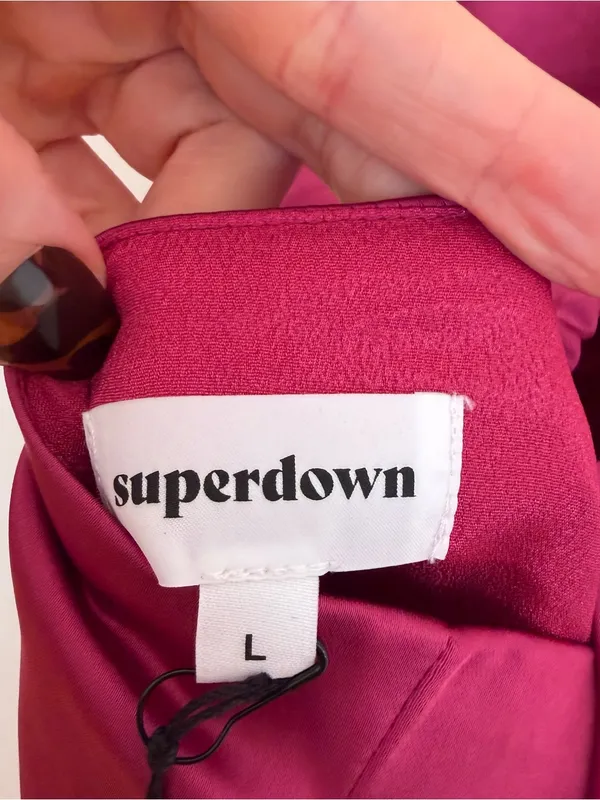 NWT superdown Revolve Julieta Satin Mini Dress Berry Magenta Strappy Large L - Image 9