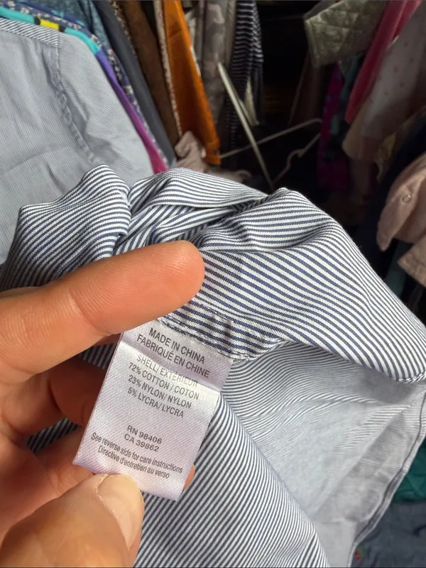 Theory Women’s Light Blue Micro-Striped Dress Shirt P/PT - Image 3