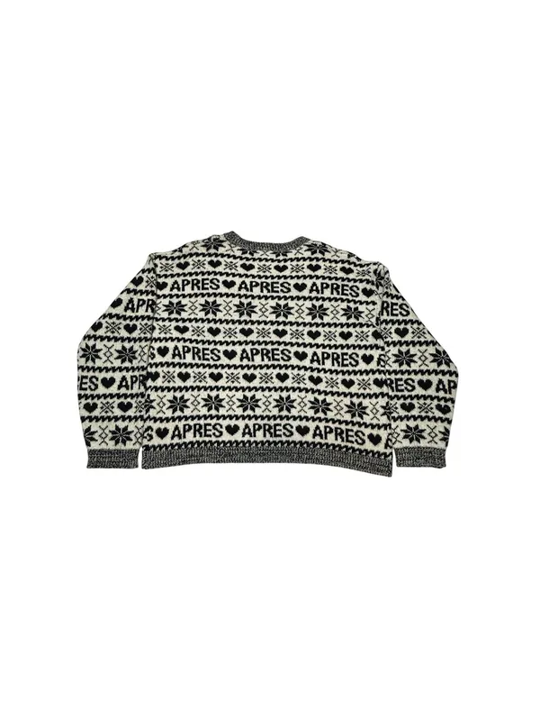 Calligraphe Après Ski Sweater Womens L BlackWhite Fair Isle Knit Winter Pullover - Image 2