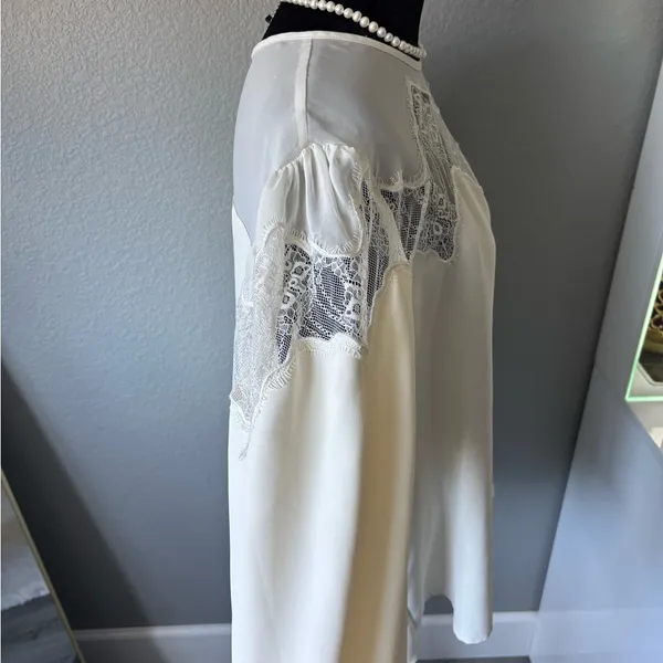 Express Cream Blouse with Lace Accents - Image 2