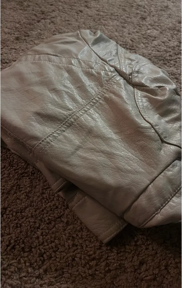 Eggshell faux leather jacket White - Image 2