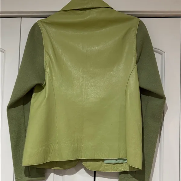Marc Laurent‎ vintage leather blazer with knit sleeves small - Image 6