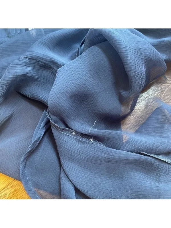 Abercrombie Fitch Women BLUE Chiffon Roll Tab Button Up Shirt Sheer Blouse Top M - Image 11