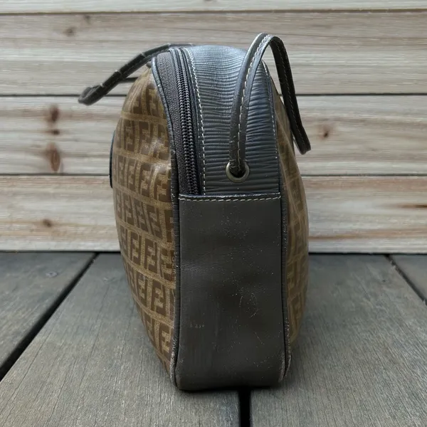 Authentic Vintage Tan Brown Monogram Fendi Shoulder Bag Purse - Image 6