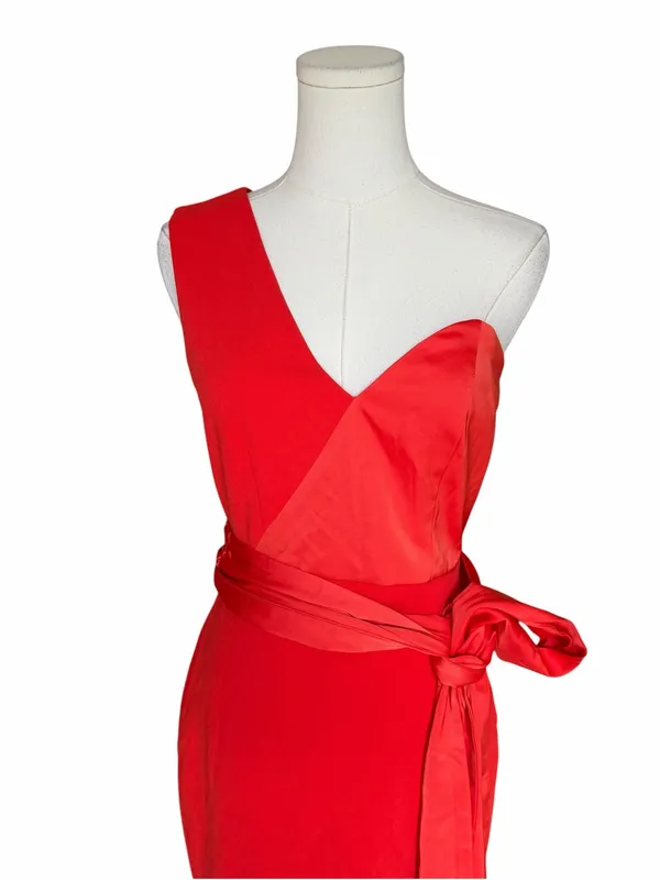 NBD x Revolve - NWT Jasper Red Orange One Shoulder Bow Mini Dress Sz S - Image 4