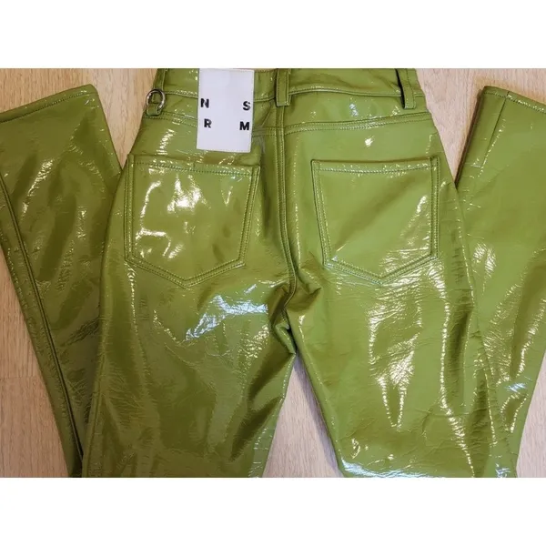RTR SZ 30/10 green faux leather straight leg simon miller pants trouser patent - Image 6