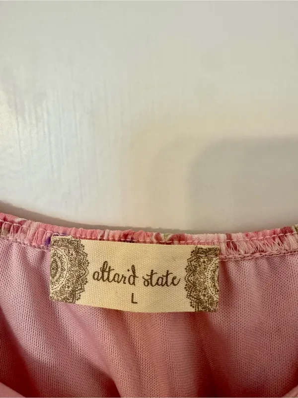 Altar’d State Pink Tiered Floral Mini Fit & Flare Dress Size Large - Image 5