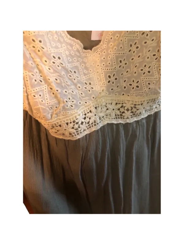 Ces Femme Dress Size L Olive Green Sleeveless Eyelets - Image 3
