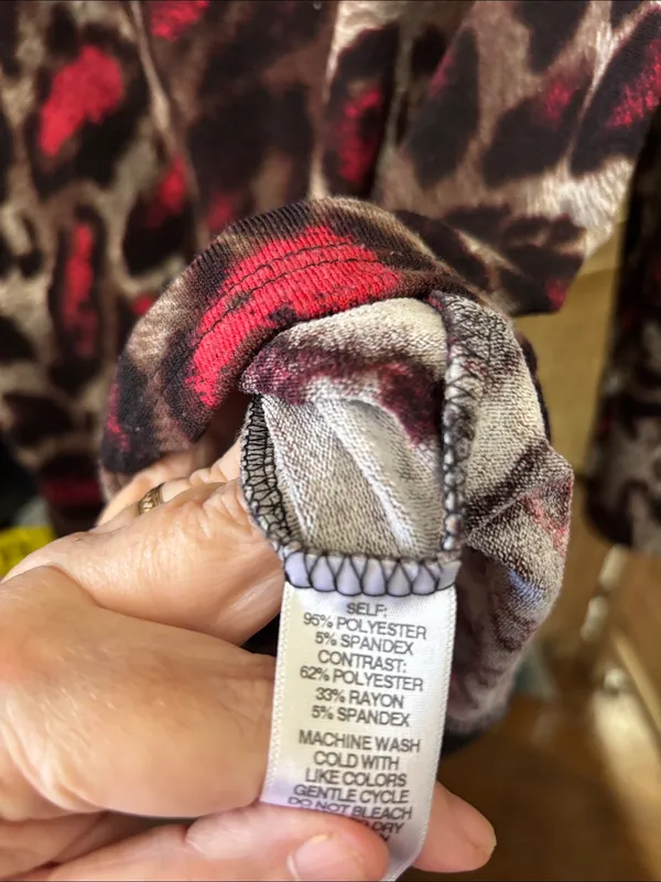 Casting Brown & Black Animal Print Long Sleeve Top Medium - Image 3