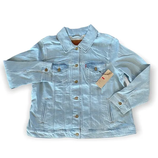 LEVI’S Women’s Denim Trucker Jacket Sun Baked Blue Size 3X NEW - Image 2