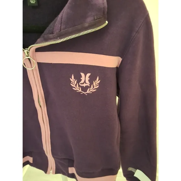Hurley L Purple Pink Fleece Jacket Zip Up Logo Long Sleeve Women's - Image 8