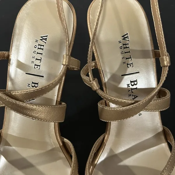White House Black Market metallic gold heels - Image 3