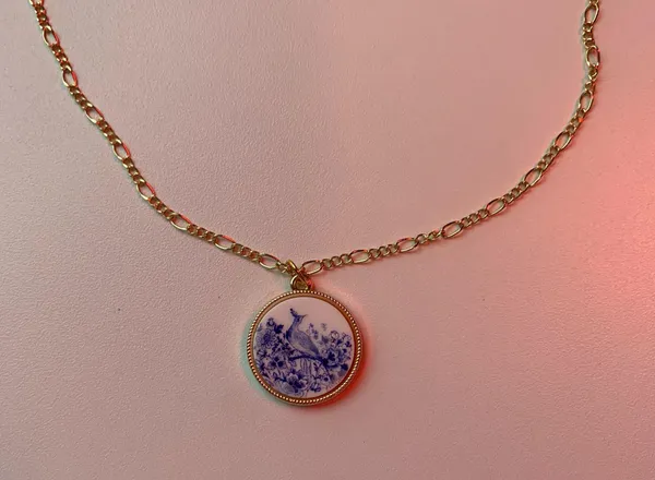 Handmade gold mosaic necklace - Image 2