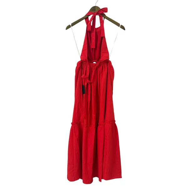 Lulus Island Vacay Red Tie-Back Maxi Dress size Small NWOT - Image 4