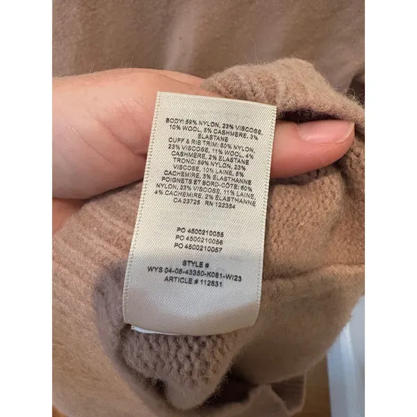 Wilfred Aritzia Brown V-Neck Wool Cashmere Blend Midi Sweater Dress Small - Image 4