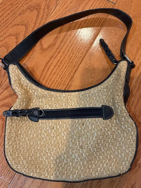 Vintage Stone Mountain Woven Straw Shoulder Bag Boho Coastal Purse Y2K - Image 3