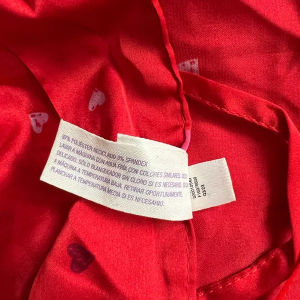Stars Above Satin Red Ditsy Heart Print Silky Feel Sleep Robe XS Valentines Day - Image 6