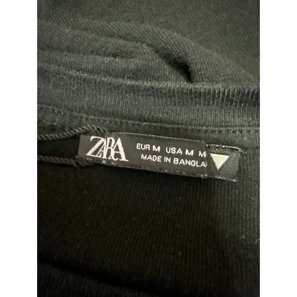 Zara Women's Black Long Sleeve Crew Neck Stretch T Shirt Bodysuit Top Size M - Image 3