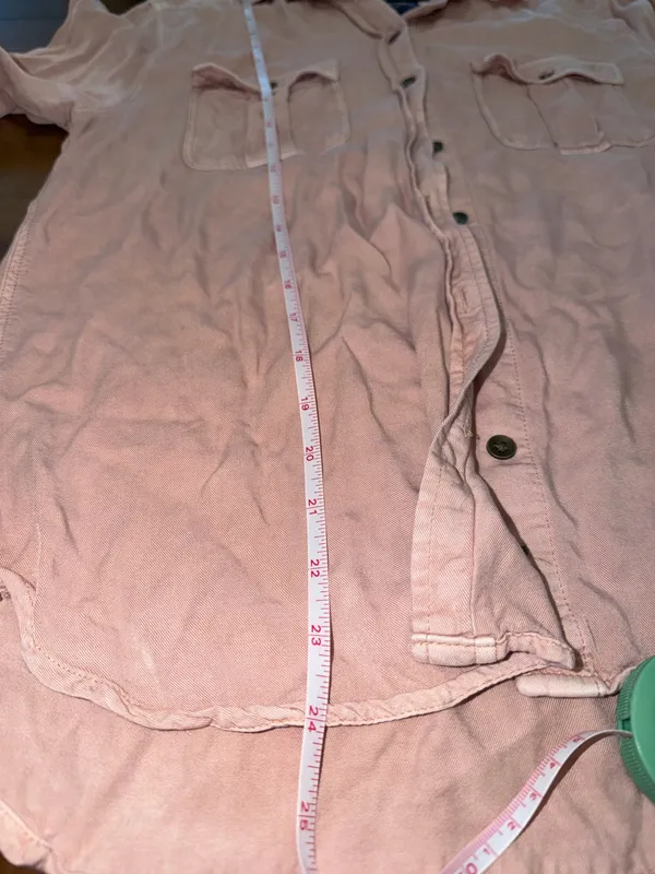 American Eagle Outfitters Dusty Pink Boyfriend Fit Button-Up Shirt - Image 8