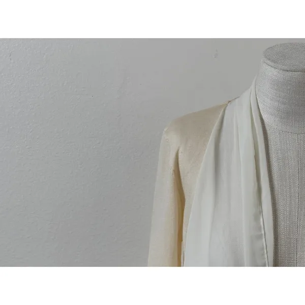 Antonio Melani Cardigan Sz S Wool Draped Chiffon‎ Open Front Cream Minimalist - Image 4