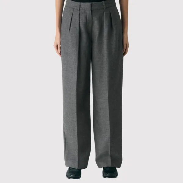 Aritzia Babaton Womens Dress Pants Gray Pleated Front Barrel Leg Trouser Size 0 - Image 2