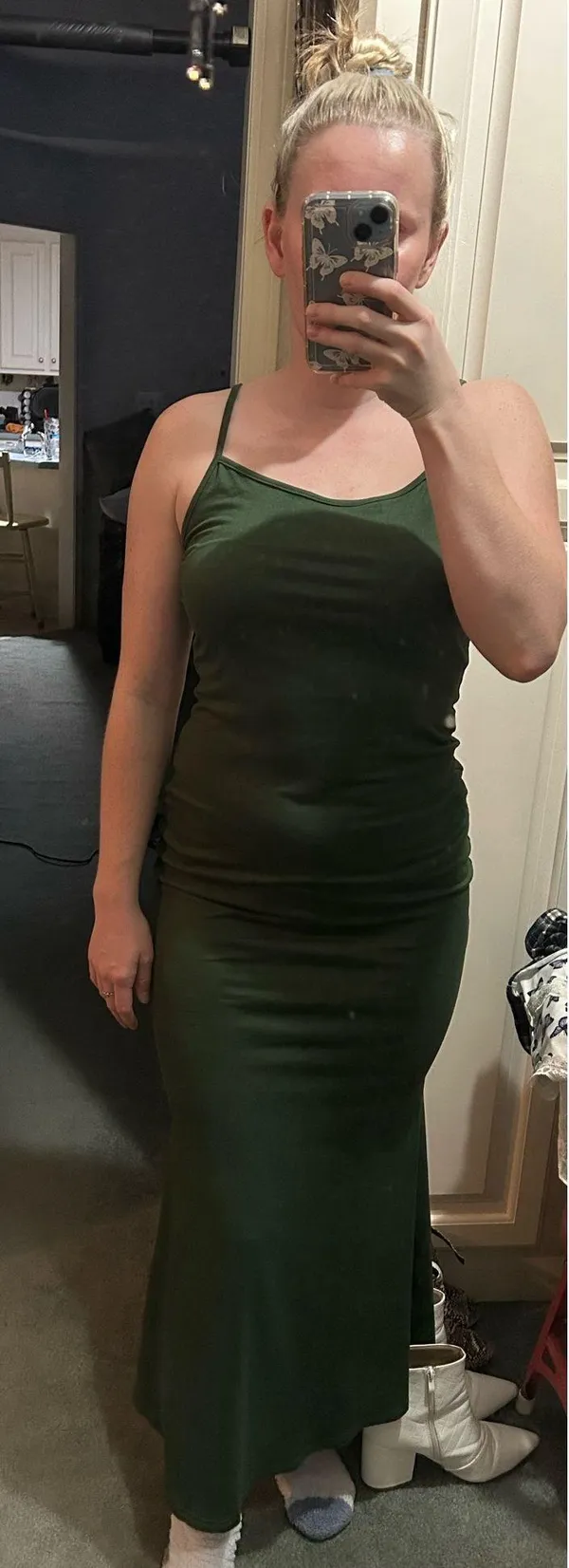 SheIn NWOT Solid Green Cami Long Soft Lounge Dress - Image 3