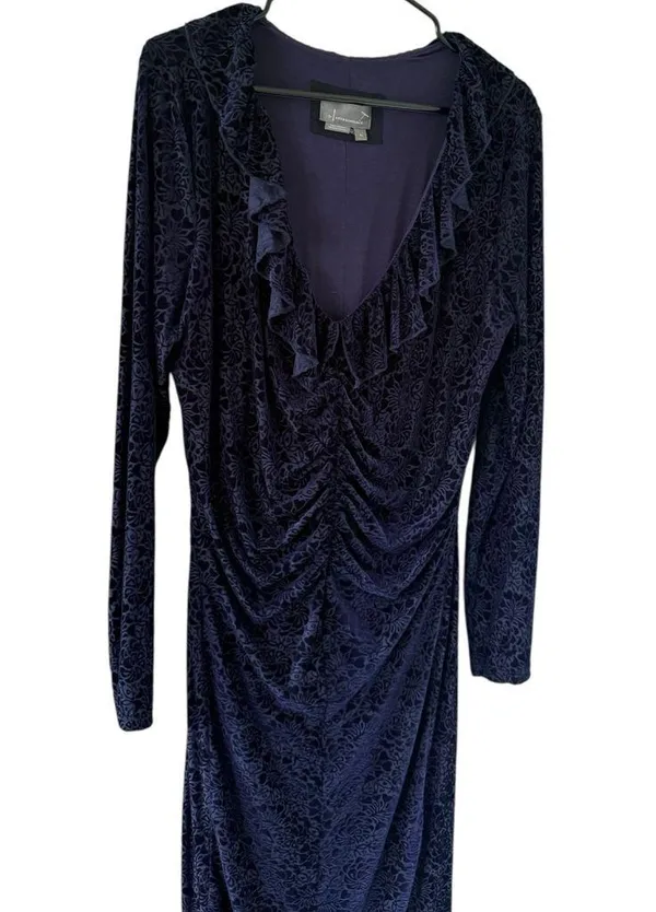 By Anthropologie Velvet Ruched Maxi Dress Navy - Image 5