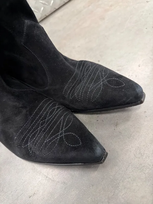 Raye Castiel Suede Cowboy Boots Black Womens Size 8 - Image 7