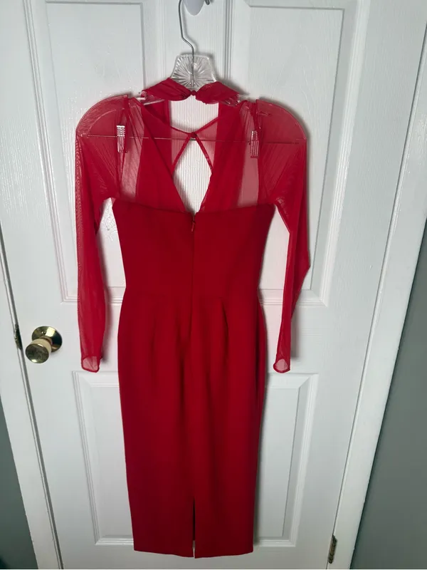 House of CB Yasmin Scarlet Plunge Midi Dress XS - Image 7
