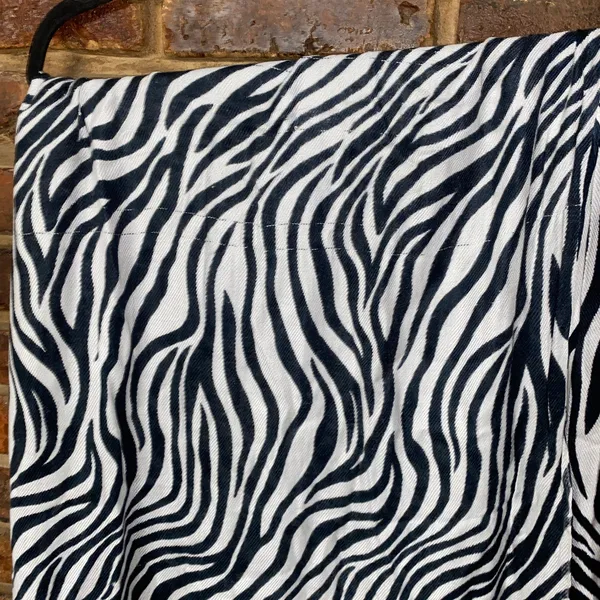 Women's Black & White Zebra Print Fringed Oversized Shawl Scarf - Image 4